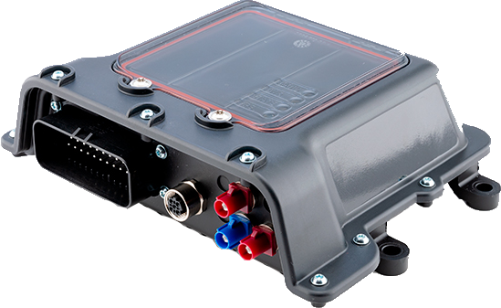 produkt-monitoringsystem-insight-owa5x-4can-cropped-suncar-ag Rugged electronic control unit with a clear cover, multiple connectors, and mounting lugs for installation